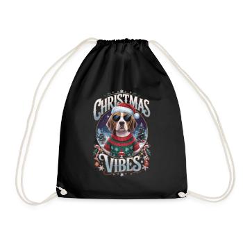 Beagle Christmas Vibes - Drawstring Bag - black - Front