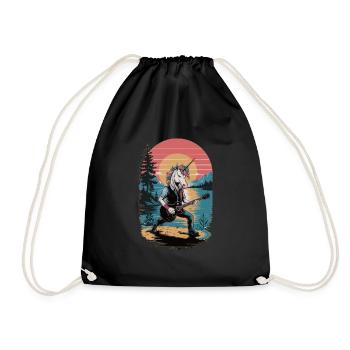 Rock Unicorn with Guitar - Drawstring Bag - black - Front