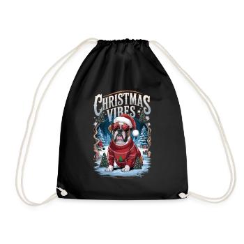 Boxer Christmas Vibes - Drawstring Bag - black - Front