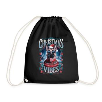 German Shepherd Christmas Vibes - Drawstring Bag - black - Front