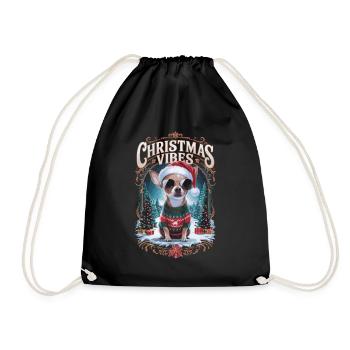 Chihuahua Christmas Vibes - Drawstring Bag - black - Front