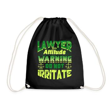 Lawyer With Attitude Warning Do Not Irritate - Drawstring Bag - black - Front