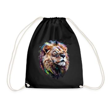 Lion Lover Wildlife Safari Art Lion Colorful - Drawstring Bag - black - Front