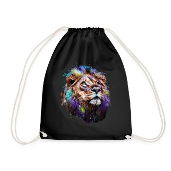 Lion Lover Wildlife Safari Art Lion Colorful - Drawstring Bag - black - Front
