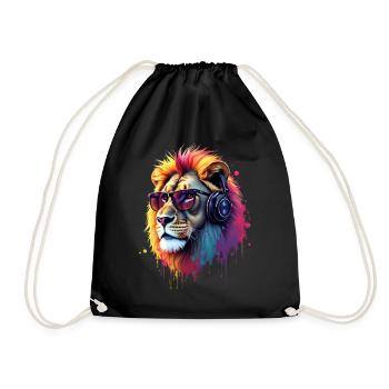 Lion Lover Wildlife Safari Art Lion Colorful - Drawstring Bag - black - Front