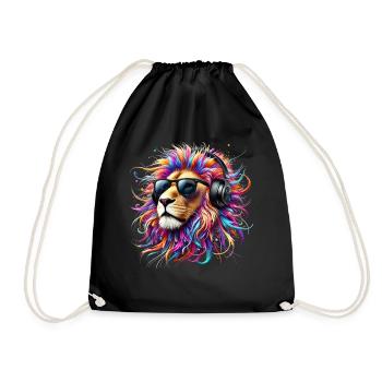 Lion Lover Wildlife Safari Art Lion Colorful - Drawstring Bag - black - Front