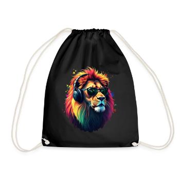 Lion Lover Wildlife Safari Art Lion Colorful - Drawstring Bag - black - Front
