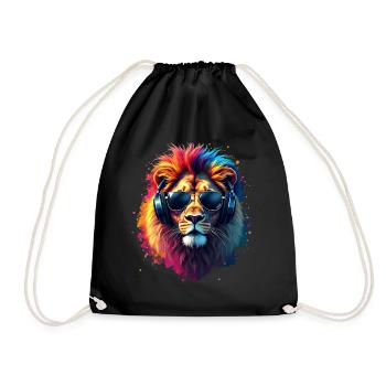 Lion Lover Wildlife Safari Art Lion Colorful - Drawstring Bag - black - Front