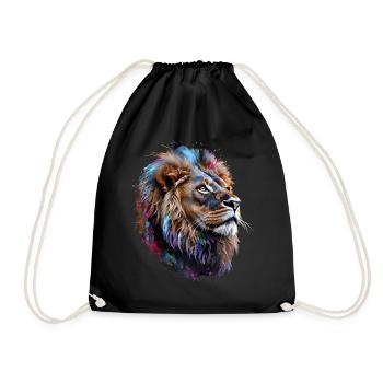 Lion Lover Wildlife Safari Art Lion Colorful - Drawstring Bag - black - Front