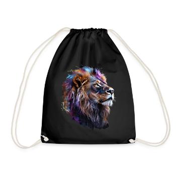 Lion Lover Wildlife Safari Art Lion Colorful - Drawstring Bag - black - Front