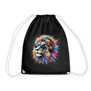 Lion Lover Wildlife Safari Art Lion Colorful - Drawstring Bag - black - Front