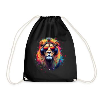 Lion Lover Wildlife Safari Art Lion Colorful - Drawstring Bag - black - Front