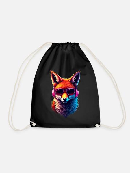 Lustiges Fuchs Fox Kunst Tier Natur Wildtier Tiere - Turnbeutel - Schwarz