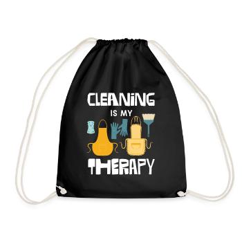 Cleansing Is My Therapy Apron Fun - Drawstring Bag - black - Front