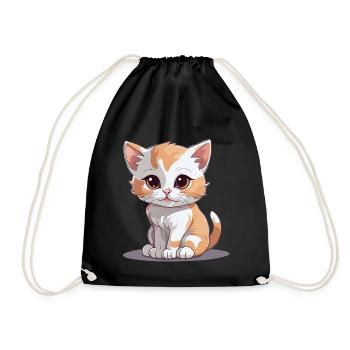 Kitten Cat Cats Domestic Cat Meow - Drawstring Bag - black - Front