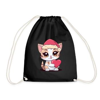 Santa Claus Santa Claus Cat Cats Kids - Drawstring Bag - black - Front