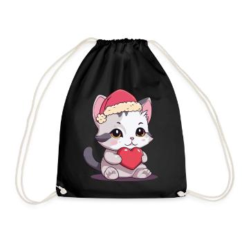 Cute Cat Christmas Gift Cats Child - Drawstring Bag - black - Front