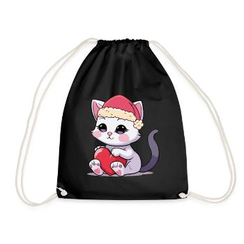 Enfants Enfant Noël Chat Chats Noël Père Noël - Sac de sport léger - noir - Devant