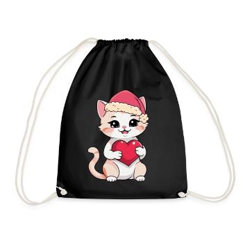 Christmas Christmas Xmas Cat Cats - Drawstring Bag - black - Front