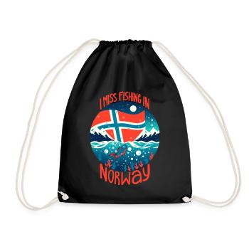 Angeln in Norwegen - Turnbeutel - Schwarz - Vorne