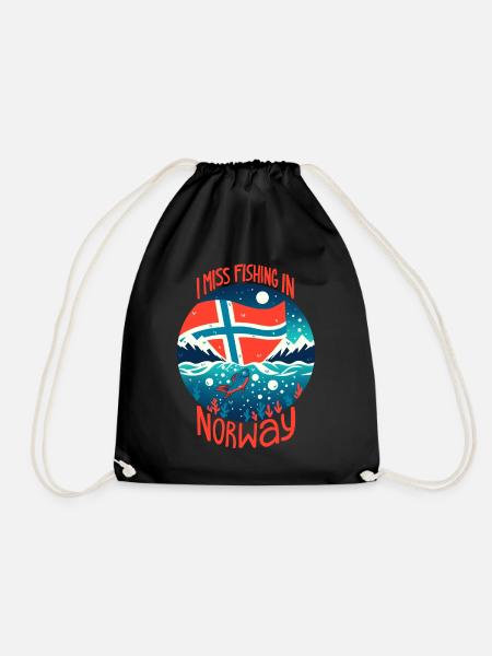 Angeln in Norwegen - Turnbeutel - Schwarz