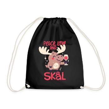 Peace, Love and Skal (Cheers) - Drawstring Bag - black - Front