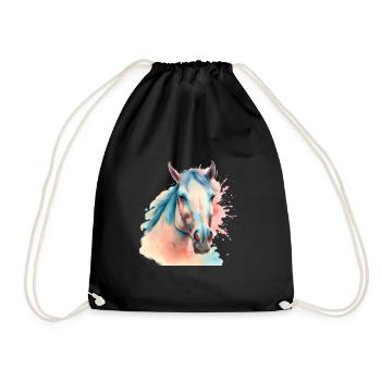 Horse Horses Horse Head - Drawstring Bag - black - Front