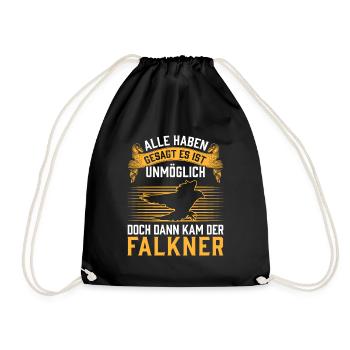 Dann kam der Falkner Beizjagd Falknerei - Turnbeutel - Schwarz - Vorne