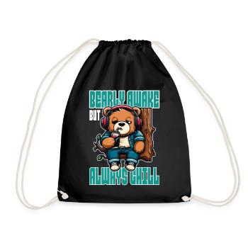 Bearly Awake - Drôle d’ours Design - Sac de sport léger - noir - Devant