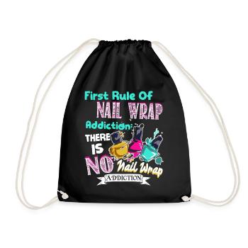 Nail Artist First Rule Of Nail Wrap - Drawstring Bag - black - Front
