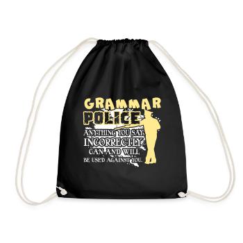 Funny Saying About Grammar Police - Drawstring Bag - black - Front