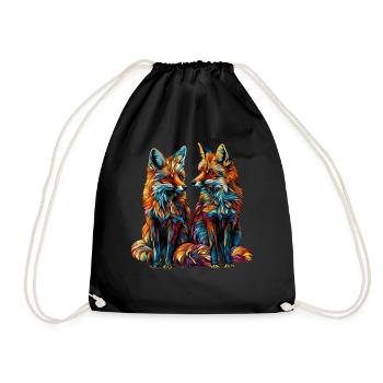 Funny Fox Fox Art Animal Nature Wildlife Animals - Drawstring Bag - black - Front