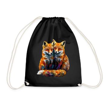 Funny Fox Fox Art Animal Nature Wildlife Animals - Drawstring Bag - black - Front