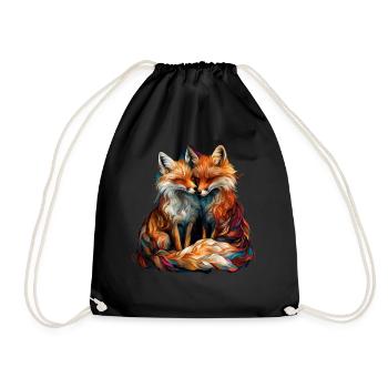 Funny Fox Fox Art Animal Nature Wildlife Animals - Drawstring Bag - black - Front