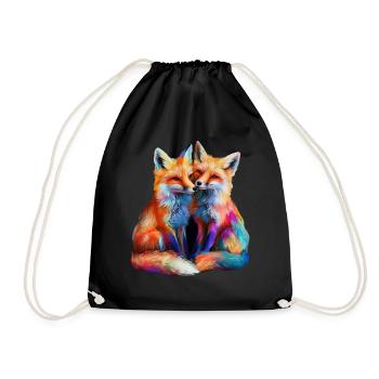Funny Fox Fox Art Animal Nature Wildlife Animals - Drawstring Bag - black - Front