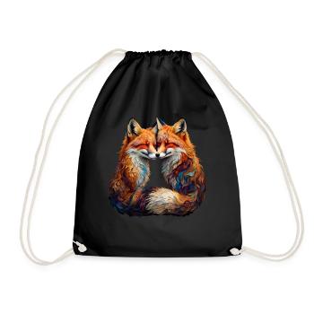 Funny Fox Fox Art Animal Nature Wildlife Animals - Drawstring Bag - black - Front