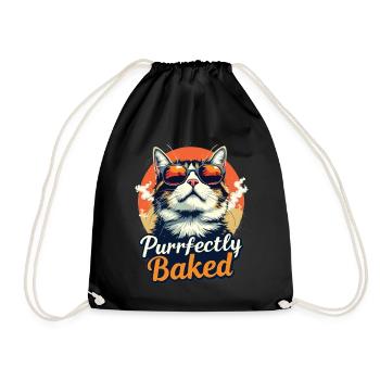 Purrfectly Baked Katze Lustiger Katzen Spruch - Turnbeutel - Schwarz - Vorne
