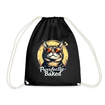 Purrfectly Baked Katze Lustiger Katzen Spruch - Turnbeutel - Schwarz - Vorne