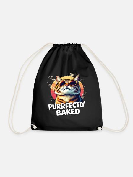 Purrfectly Baked Katze Lustiger Katzen Spruch - Turnbeutel - Schwarz