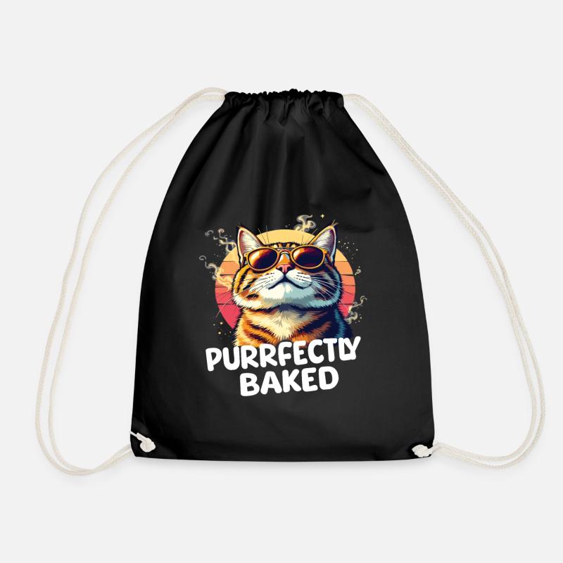 Purrfectly Baked Katze Lustiger Katzen Spruch - Turnbeutel - Schwarz