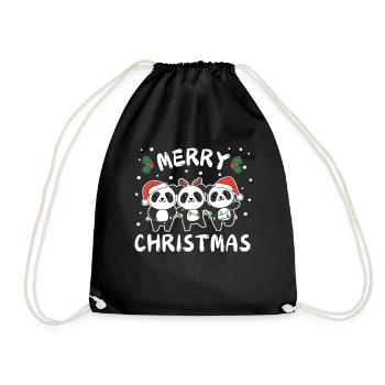 Joyeux Noël Panda mignon Pandas de Noël - Sac de sport léger - noir - Devant