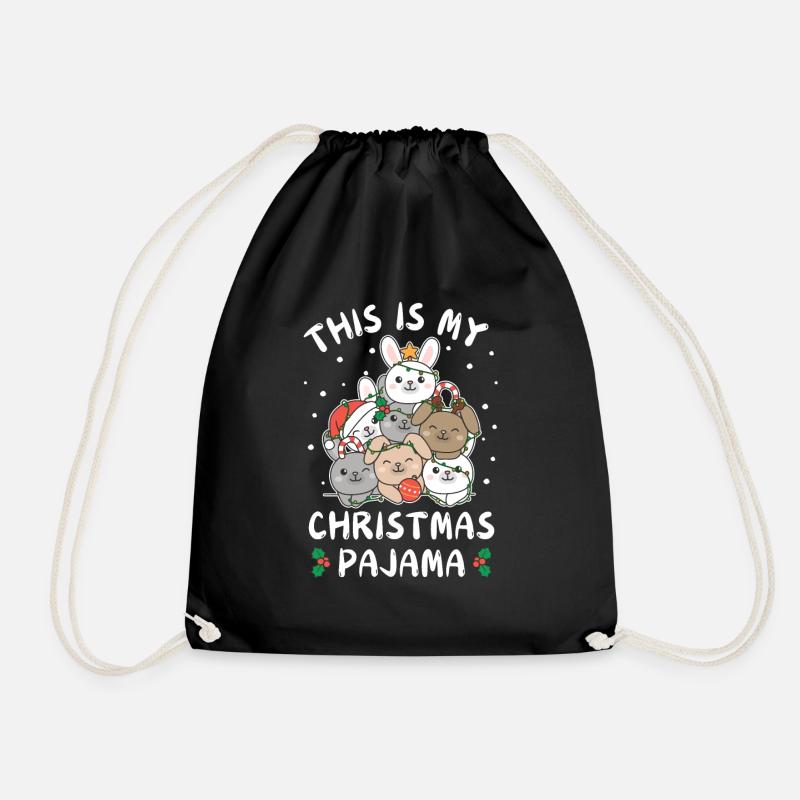 Weihnachten Hase Weihnachts Schlafanzug - Turnbeutel - Schwarz