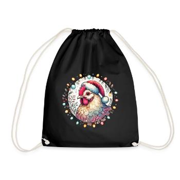 Coq de Noël avec des guirlandes lumineuses - Sac de sport léger - noir - Devant