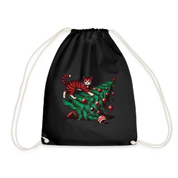 Drôle de chat Noël rétro vintage - Sac de sport léger - noir - Devant