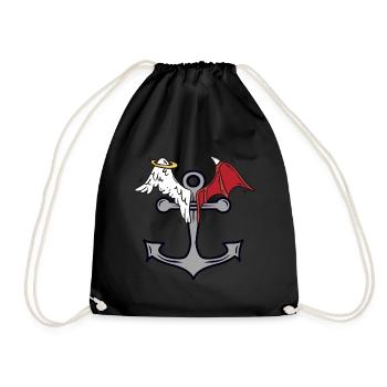 anchor seafaring heavenly devilish maritime - Drawstring Bag - black - Front