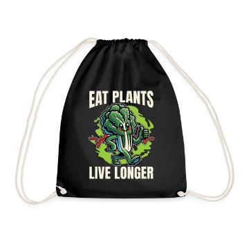 Végétarien Manger des plantes Vivre plus longtemps Mode de vie végétalien - Sac de sport léger - noir - Devant