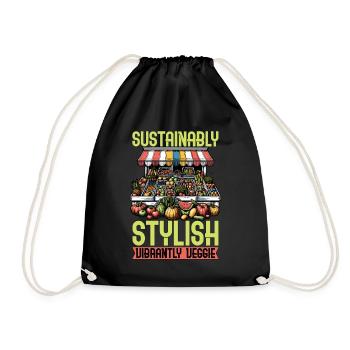 Vegetarian Sustainably Stylish Vibrantly Veganism - Turnbeutel - Schwarz - Vorne