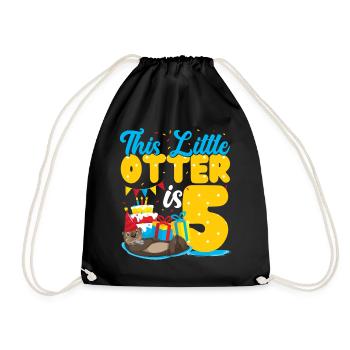 Otter Birthday This Little Otter - Drawstring Bag - black - Front