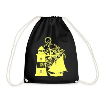 Maritime Lighthouse Compass Sailing Ship Ship - Drawstring Bag - black - Front