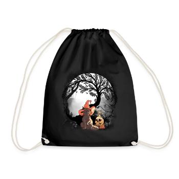 Katze Katzen mystisch Zauberer Halloween Kinder - Turnbeutel - Schwarz - Vorne